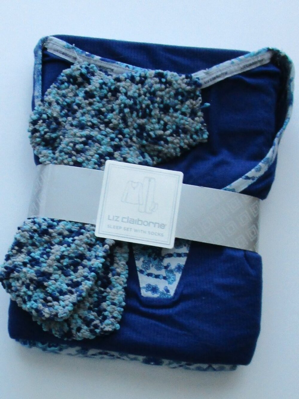 Liz Claiborne 3-pc Pajama Set - blue/gray floral print #1
